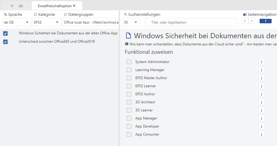Applikationen-Modul-Zuweisung