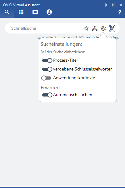 OVA-Suche-Einstellungen